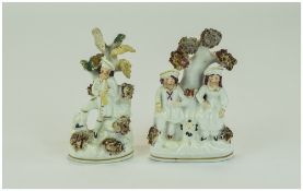 Staffordshire Pair of Miniature Small Fi