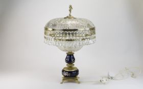 Modern Table Lamp, Brass Mounted Blue Gr