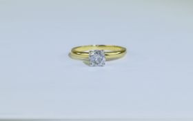 18ct Gold Diamond Ring round modern bril