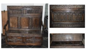 Charles II High Back Carved Oak Mid to L