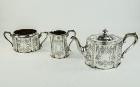 Victorian Nice Quality 3 Piece Silver Te