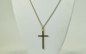 A 9ct Gold Cross with Attached Long 9ct