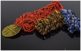 Multi Strand Bamboo Coral Necklace and T