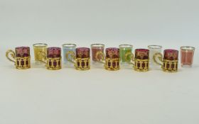 A Set of Six Vintage Murano Style Liqueu