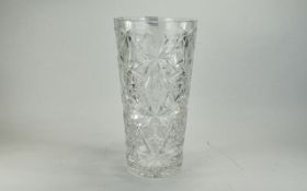 Large Cut Glass Vase; Tapering form, Hei