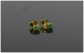 Emerald Pair of Stud Earrings, oval cut