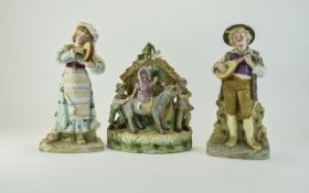 Pair of German Bisque Country Folk Figur