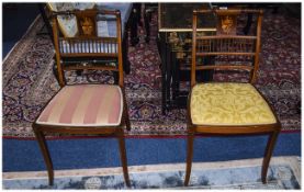 2 Bedroom Chairs With inlaid decoration with backrest 1 with a yellow padded seat the other with