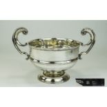 George V Twin Handle Silver Trophy Footed Bowl With Shell Handles.