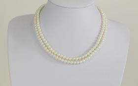 Cultured Pearl Double Strand Necklace, length 16 Inch,