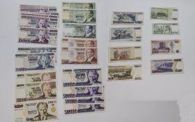 World Banknotes Quantity of Turkish banknotes comprising 1000000 Turk Lirasi, 500000 Lirasi, 20000