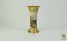 Royal Worcester 'Highland Cattle' Trumpet Vase, signed H.