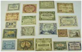 A Good Collection of French World War I Bank Notes, Some Scare Notes. Please See Photo.