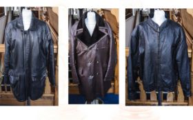 Burberry Gents 3/4 Length Black Leather Jacket. Size L.