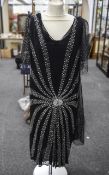 Early 20thC Style Flapper Dress, in black with sequins and silk.
