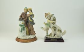 Capodimonte Hand Painted and Signed Figures, Signed G. Armani and A. Bilcari.