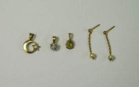 A Collection of 18ct Gold Stone Set Jewellery ( 4 ) Pieces Comprises.