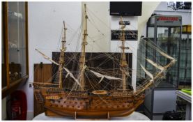 An Impressive and Large Hand Made Model of a British 19th Century - Ninety Guns Made of War Ship