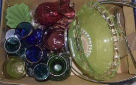 Mixed Box Of Coloured And Clear Glass, Odd Venetian Silver Overlaid,