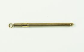 A 9ct Gold Champagne or Cocktail Mixing Swizzle Stick. Fully Hallmarked for Birmingham 1964.