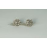 A Pair of 18ct Yellow Gold Diamond Cluster Earrings with 1ct of Round Brilliant Cut Diamonds to