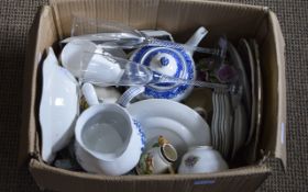 Box of Assorted Ceramics including teapot, plates,