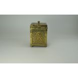 Edwardian Arts and Crafts Style Hammered Copper Lidded Tea Caddy with Leaded Interior, Wood Base.