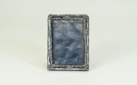Victorian Small Silver Photo Frame with Embossed Stylish Borders.