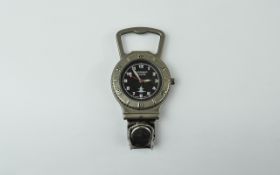 Novelty Watcb in the form of a bottle opener. Black dial, Arabic numerals Marked U S Submarine.