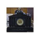 A 19th Century Inlaid Black Slate and Marble Mantel Clock, with Six Columns, 8 Day Striking