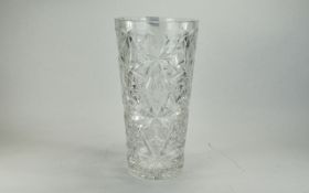 Large Cut Glass Vase; Tapering form, Height 16''