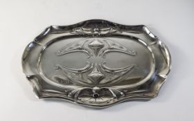 Art Nouveau - Fine Silver Tray, with True Art Nouveau Lines.