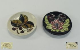Moorcroft Modern Circular Shaped Pin Dishes ( 2 ) In Total. Dates 1998. Mint Condition Both