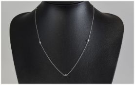 9ct White Gold Diamond Necklace, Five Collet Set Round Brilliant Cut Diamonds On A Fine Link