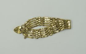 Ladies 9ct Gold Bar Gate Bracelet. Fully Hallmarked. Excellent Overall Condition. 14.1 grams.