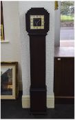 Art Deco Mahogany Cased Grandmother Clock. c.1930's, with Silvered Dial, 8 Day Striking Clock.