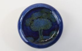 Moorcroft Small Inverted Lipped Footed Bowl ' Moonlight Blue ' Design Landscape. c.1920's.