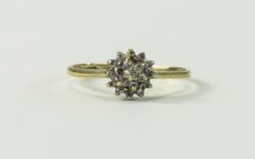 Ladies 9ct Gold Diamond Cluster Ring. Flower head Setting. Fully Hallmarked.