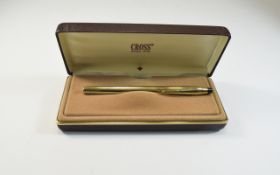 Cross Quality Slim line Gold Plated Ballpoint Pen with Original Box. As New Condition, Never Used.