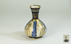 James Macintyre Aurelian Ware Bottle Shaped Vase. c.1897 - 1900 ' Cornflower ' Design. Nice Quality.