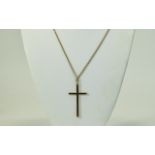 A 9ct Gold Cross with Attached Long 9ct Gold Belcher Chain. Fully Hallmarked.