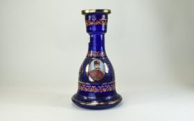 Bristol Blue Bohemian Decanter Showing Two Oval Portraits Of A Military Figure, Height 11 Inches.