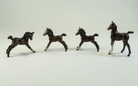 Beswick Horse Figures ( 4 ) In Total ' Foals ' All Brown Colour way, Model Num 997 ( 2 ) Model No