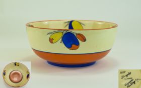 Clarice Cliff Hand Painted Footed Bowl ' Flora ' Design. 8874, Enamelled Lithograph. c.1930. 3.