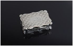 Early Victorian Very Fine Silver and Shaped Vinaigrette with Interior and Grill. Maker Edward Smith,