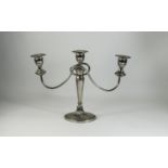 Three Light Silver Plated Candelabrum Height 11 Inches