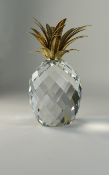 Swarovski Cut Crystal Giant Faceted Pineapple with Gold Hammered Leaves. Nr 010116 7507 260001.