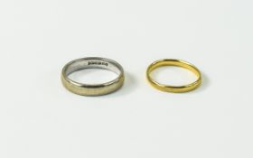 A 22ct Gold Wedding Band. 1.9 grams and a 9ct Gold Wedding Band, 3.2 grams. Both Fully Hallmarked.