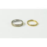 A 22ct Gold Wedding Band. 1.9 grams and a 9ct Gold Wedding Band, 3.2 grams. Both Fully Hallmarked.