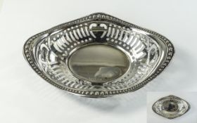 Edwardian - Shaped Silver Sweetmeat Dish with Shaped Beaded Borders and Openwork Sides.